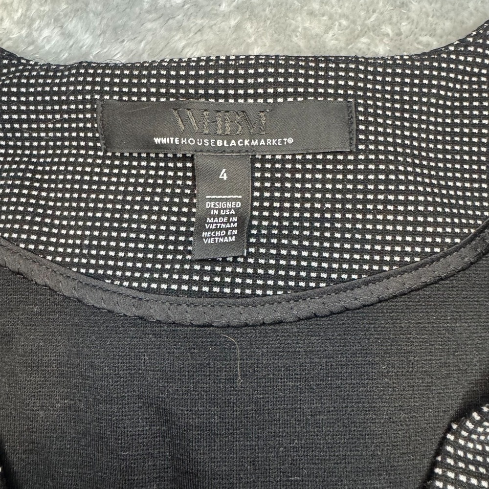 WHBM Black White Textured Vest Size 4 Sleeveless Button Front - Picture 2 of 6